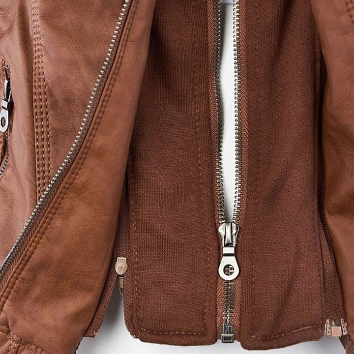 Winnie | Hooded Faux Leather Moto Jacket