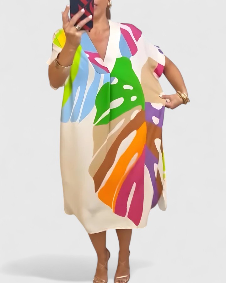 Trudy | Leaf Print Comfort Dress