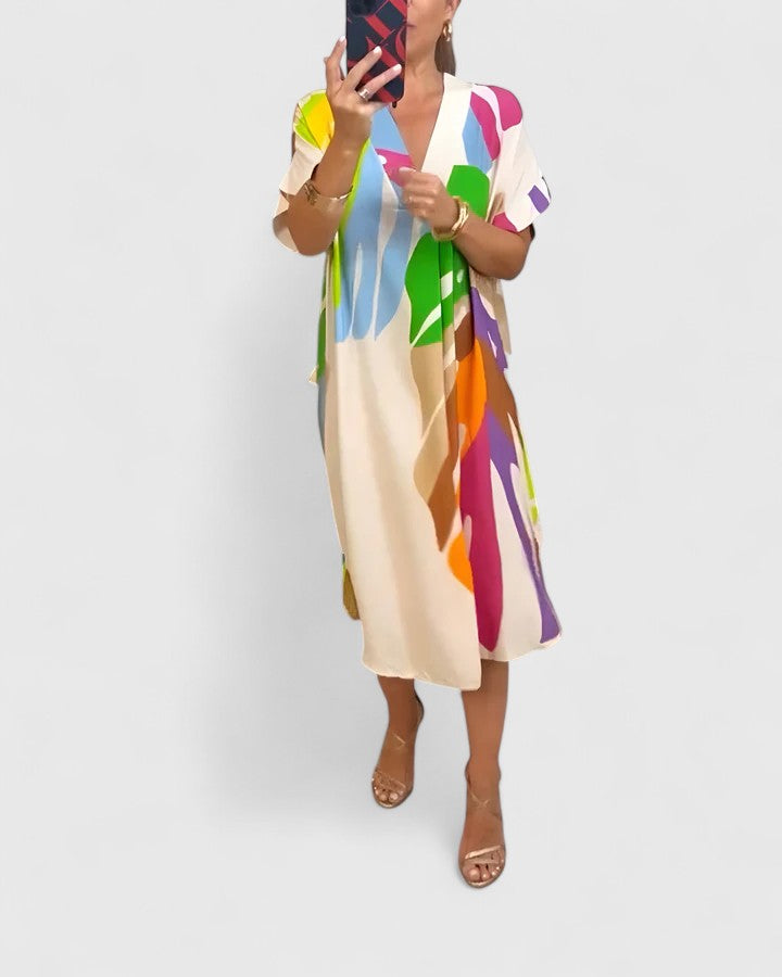 Trudy | Leaf Print Comfort Dress