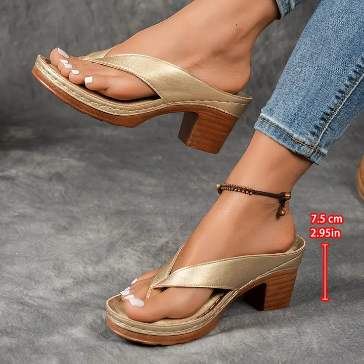 Zalika | Block Heel Flip Flop Sandals