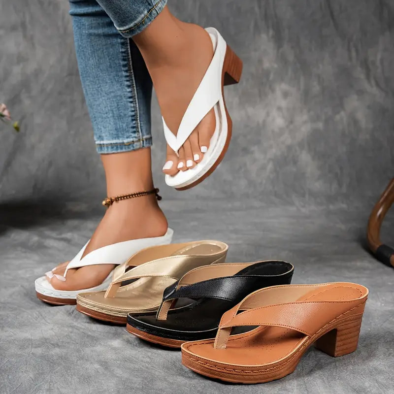 Zalika | Block Heel Flip Flop Sandals