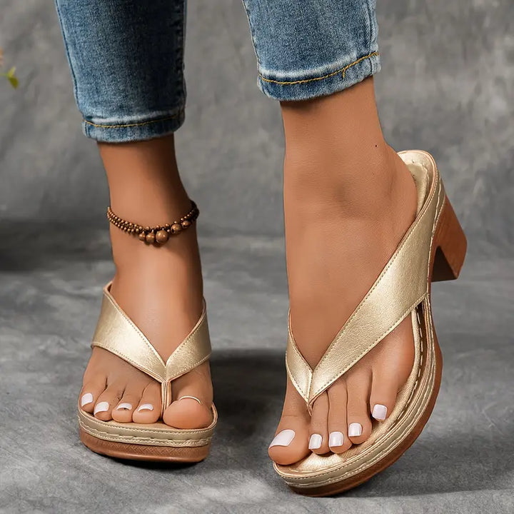 Zalika | Block Heel Flip Flop Sandals