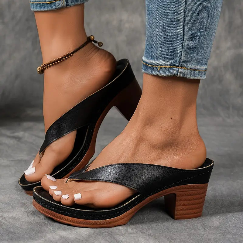 Zalika | Block Heel Flip Flop Sandals