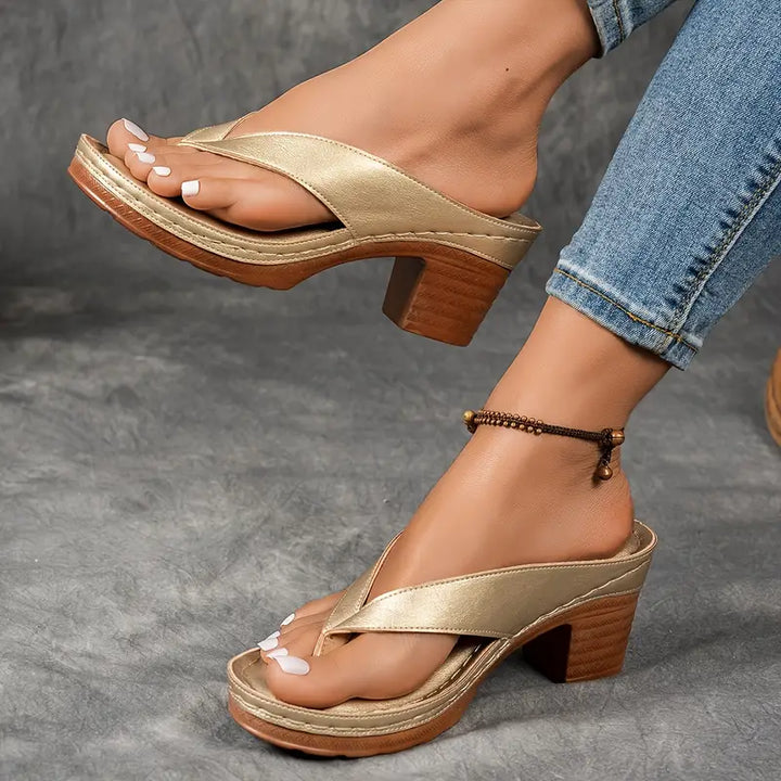 Zalika | Block Heel Flip Flop Sandals