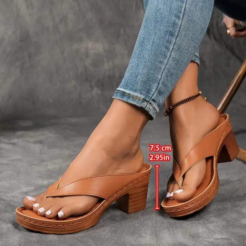 Zalika | Block Heel Flip Flop Sandals