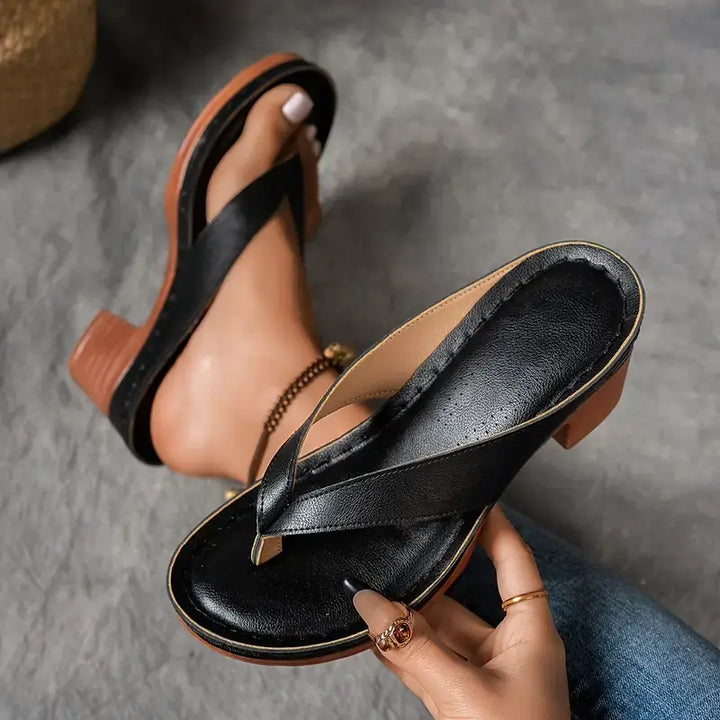 Zalika | Block Heel Flip Flop Sandals