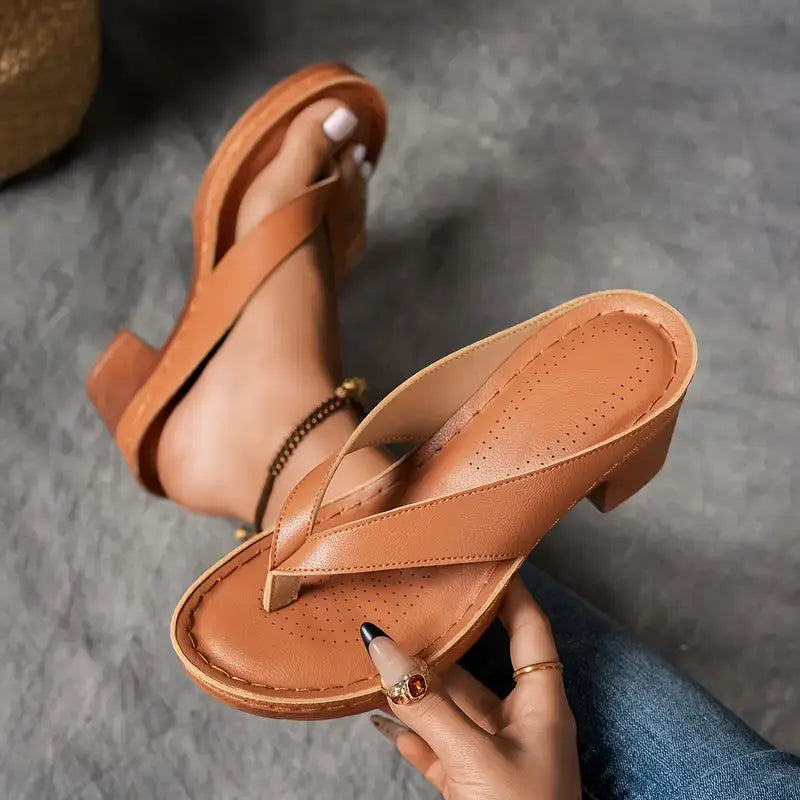 Zalika | Block Heel Flip Flop Sandals