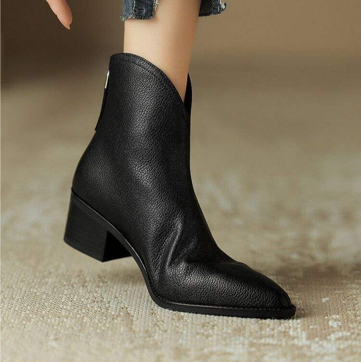 Angelina | Pointed Toe Block Heel Ankle Boots