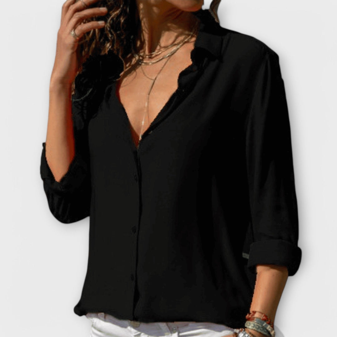Micaela | Button-Up Blouse with Collared Neckline