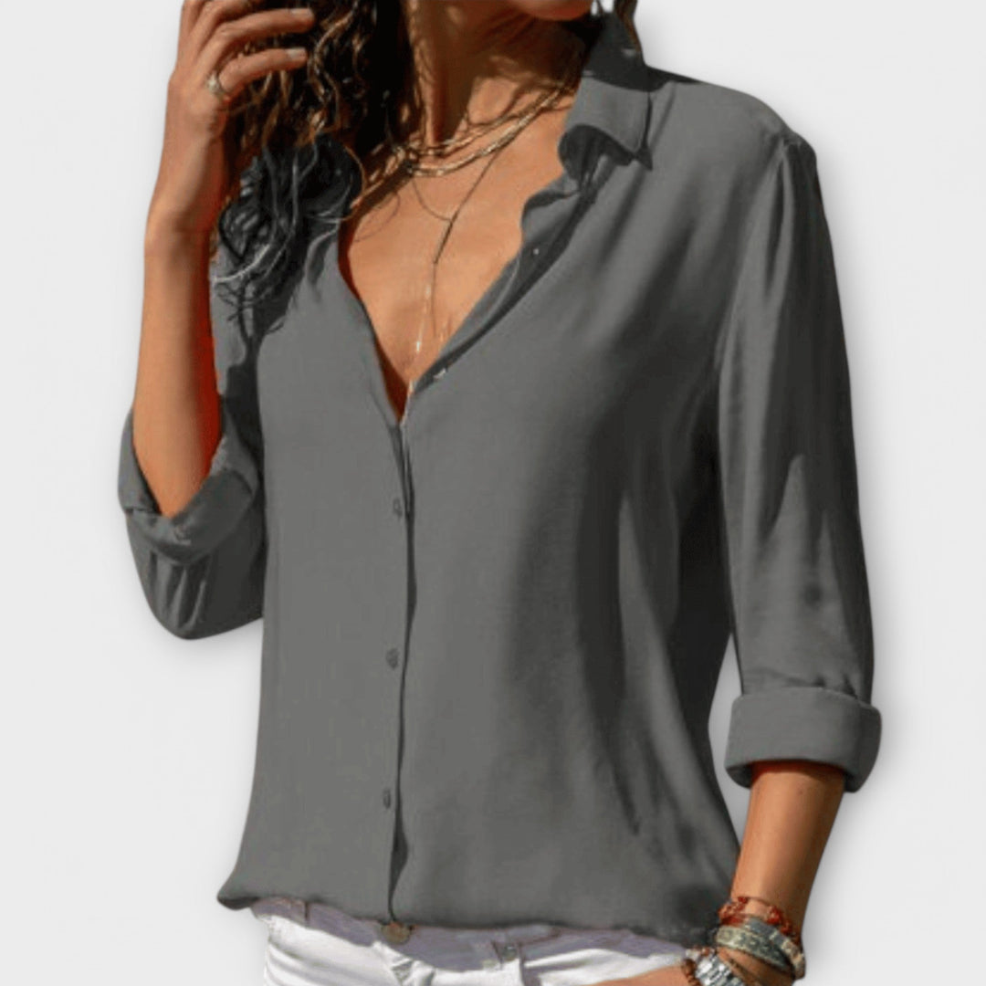 Micaela | Button-Up Blouse with Collared Neckline