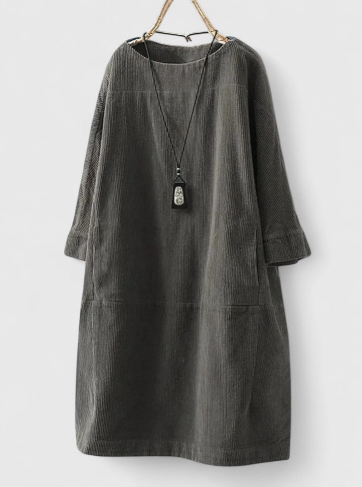 Fiadh | Corduroy Midi Dress with Pockets