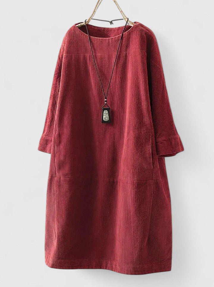 Fiadh | Corduroy Midi Dress with Pockets