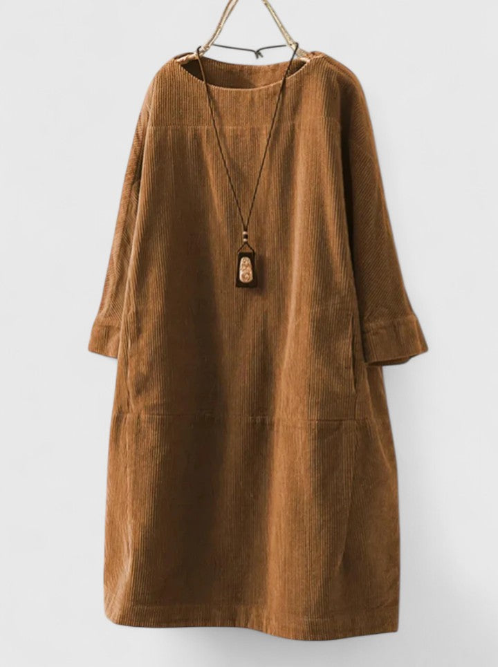 Fiadh | Corduroy Midi Dress with Pockets