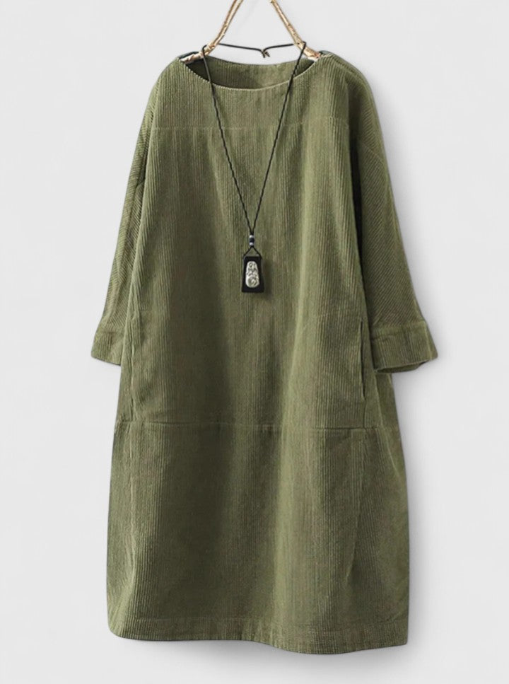 Fiadh | Corduroy Midi Dress with Pockets