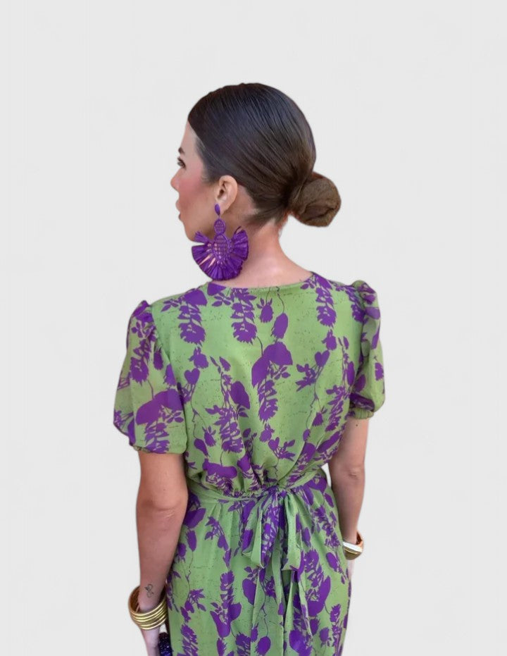Cordia | Floral Empire Waist Dress with V-Neck