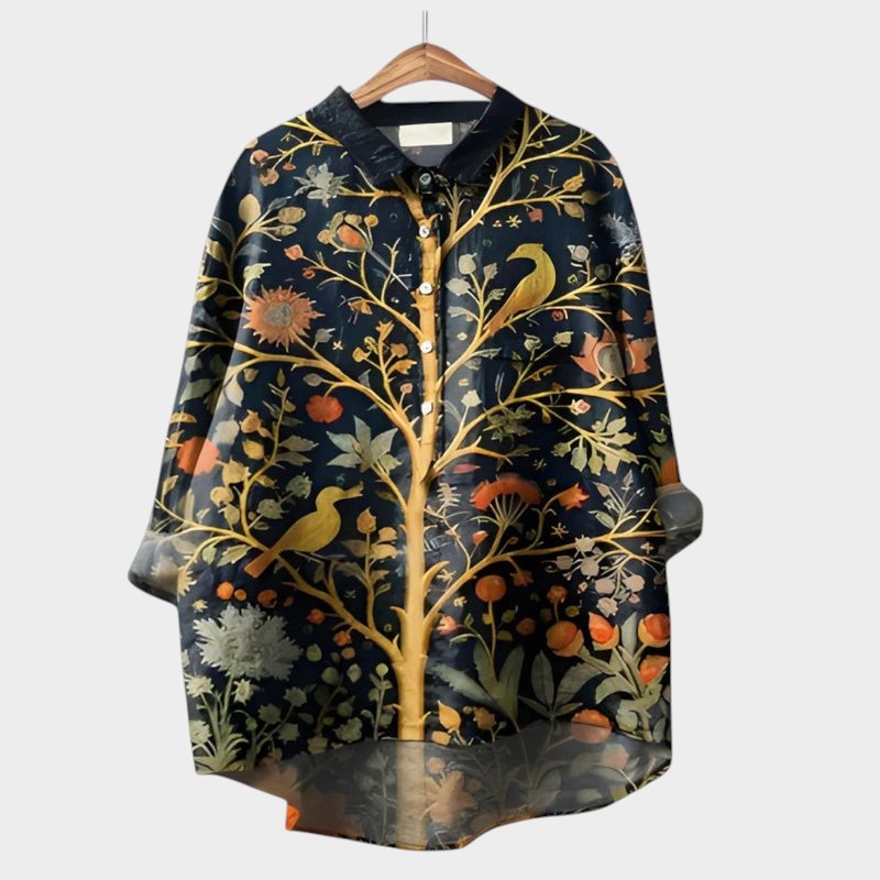 Lin | Floral Print Casual Button-Up Blouse