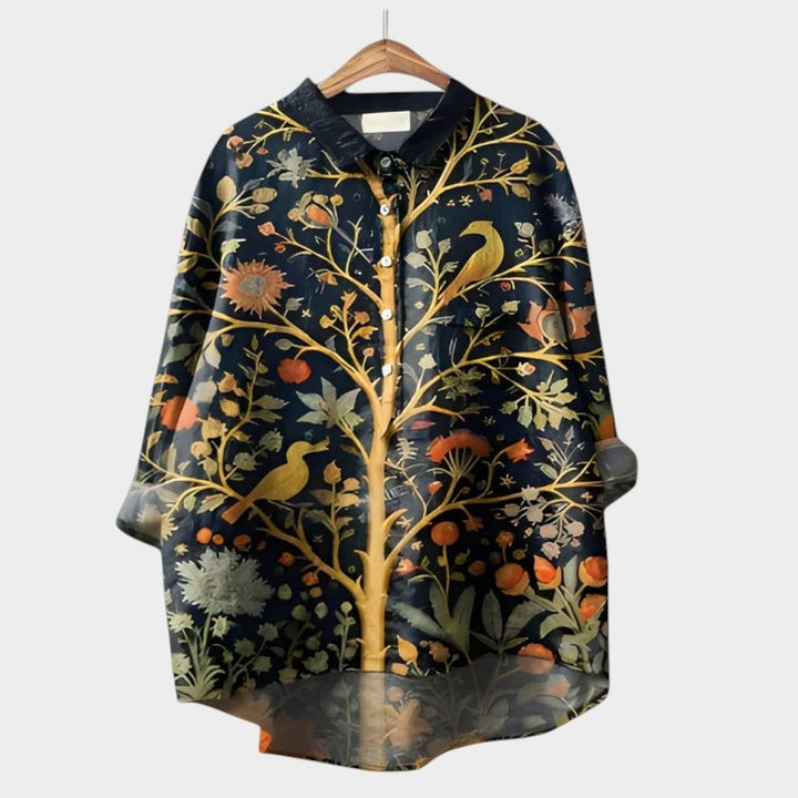 Lin | Floral Print Casual Button-Up Blouse