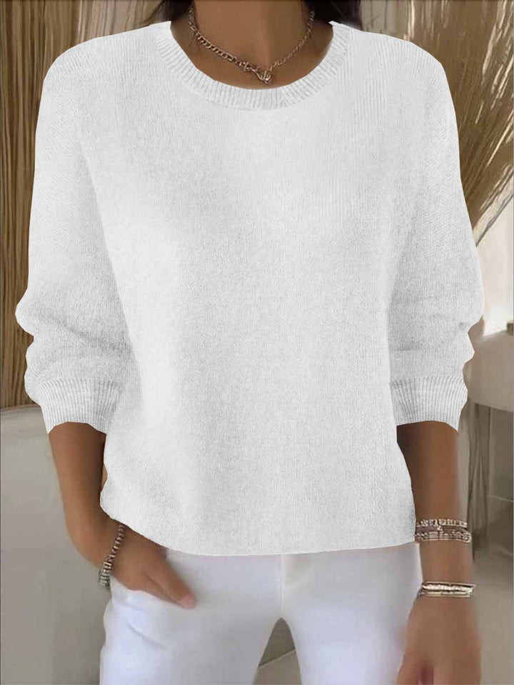 Abbey | Solid Crew Neck Long Sleeve Pullover Sweater