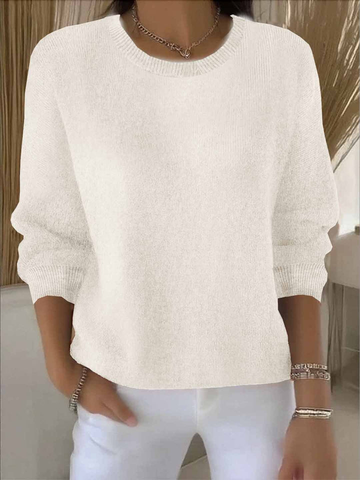 Abbey | Solid Crew Neck Long Sleeve Pullover Sweater