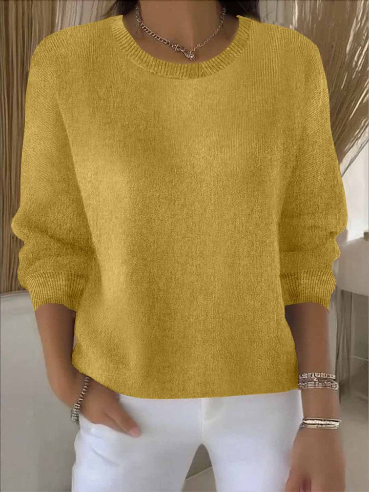 Abbey | Solid Crew Neck Long Sleeve Pullover Sweater