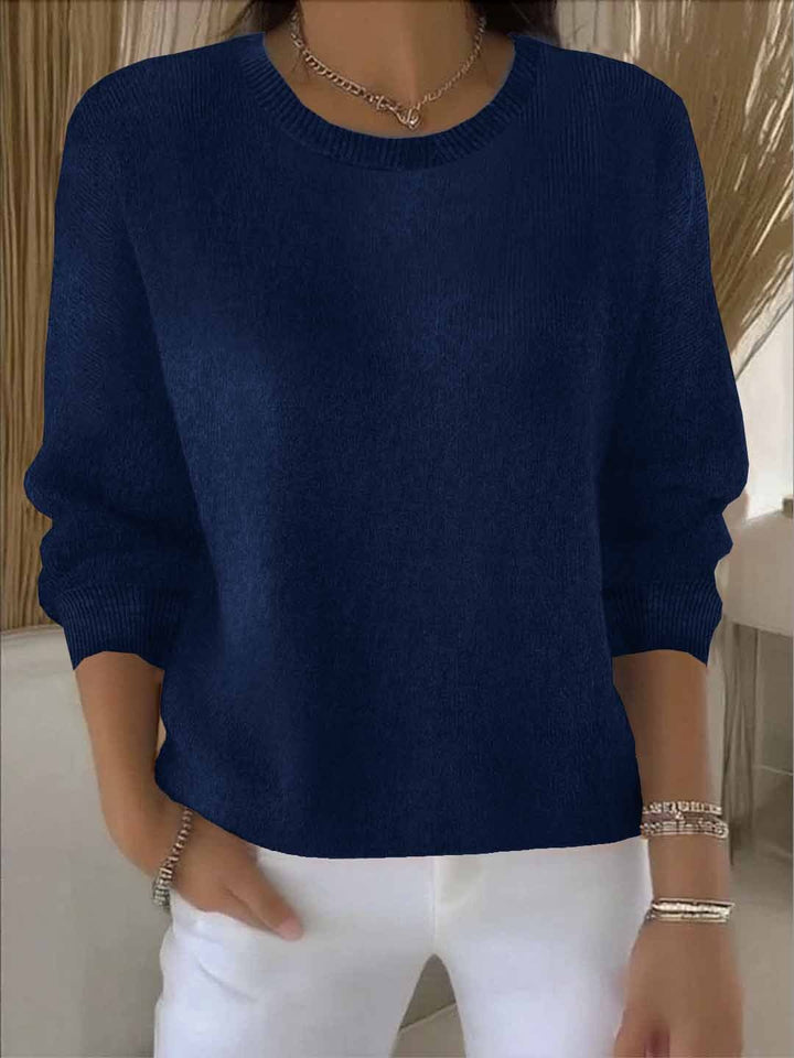 Abbey | Solid Crew Neck Long Sleeve Pullover Sweater