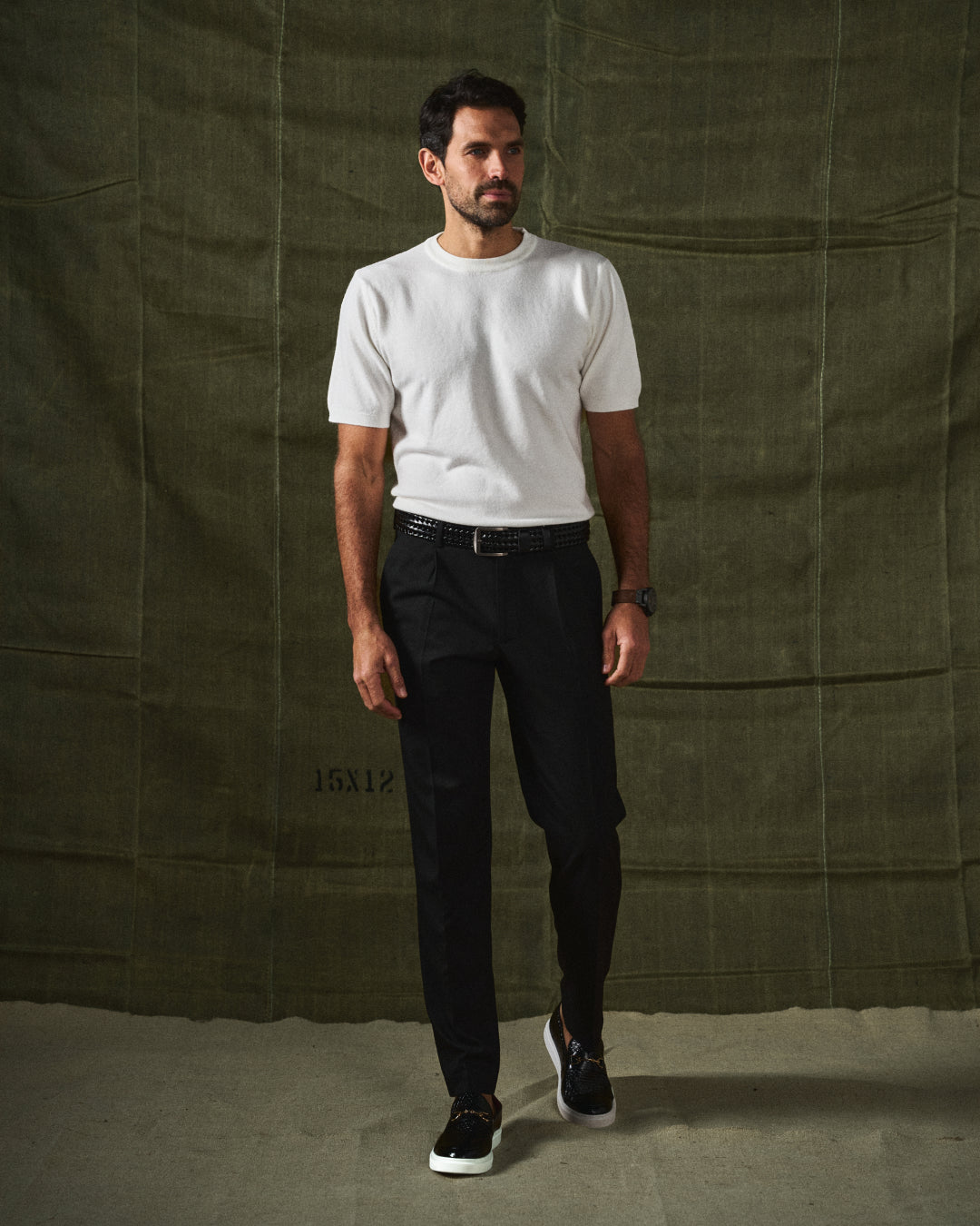 Collin | Textured Loafers Metal Bar Detail