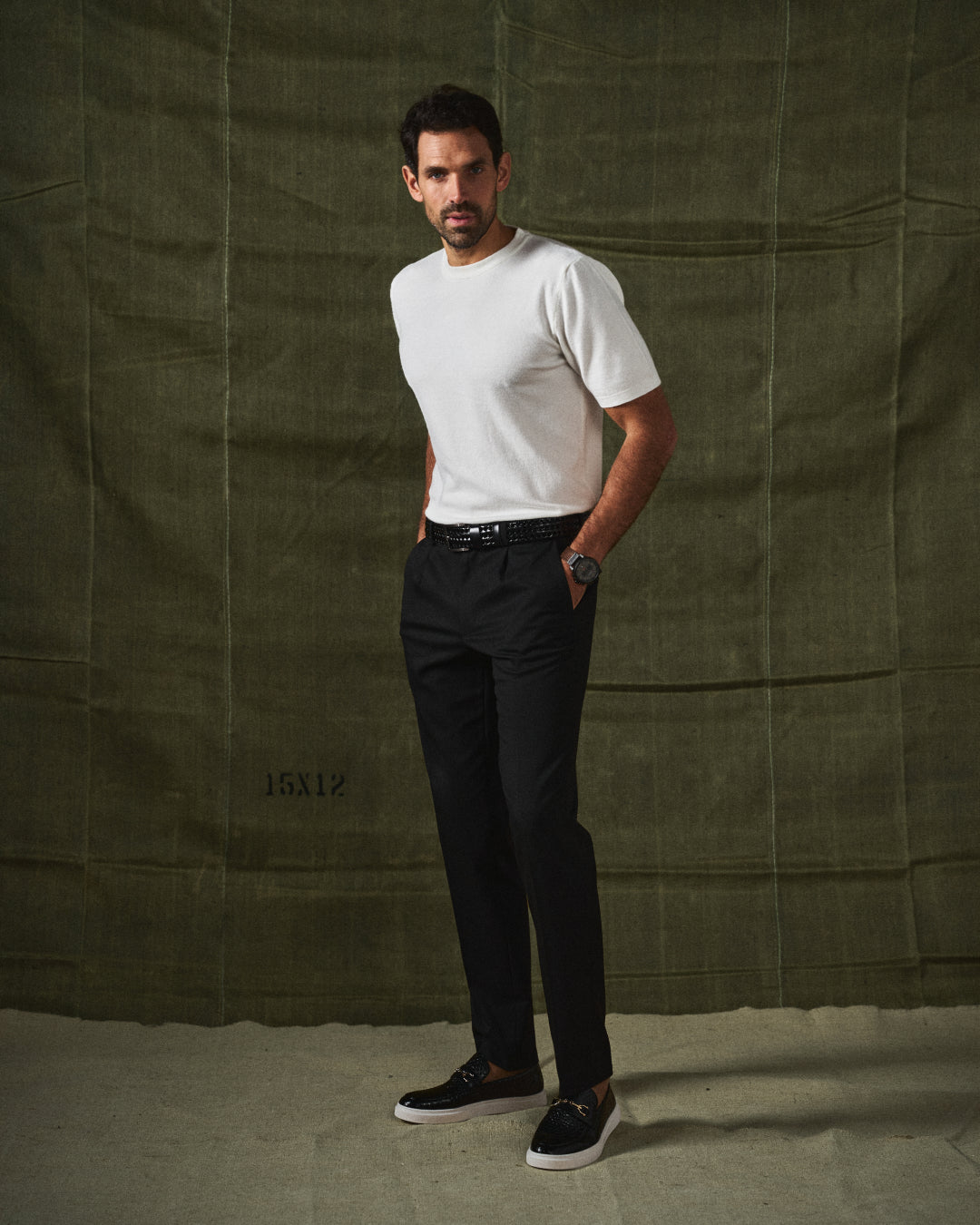 Collin | Textured Loafers Metal Bar Detail