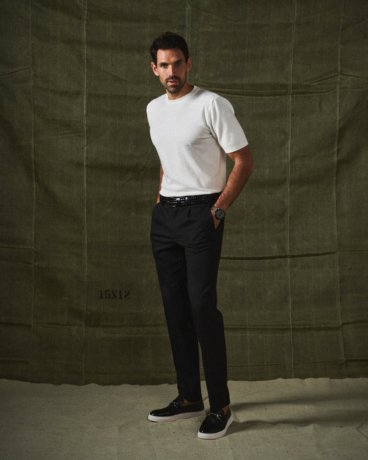 Collin | Textured Loafers Metal Bar Detail