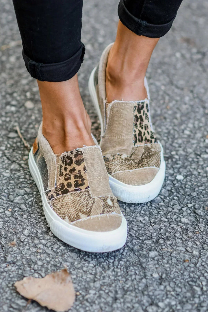 Jaz | Mixed Animal Print Slip On Sneakers