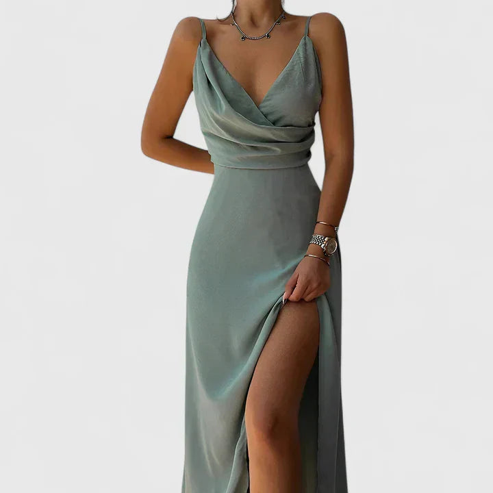 Tatum | Satin Slip Dress with Thigh Slit