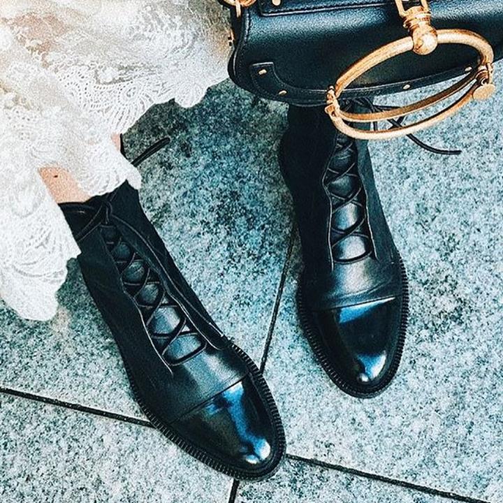 Sanaa | Lace-Up Ankle Boots with Block Heel