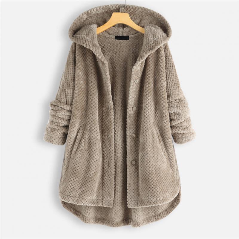Alexandra | Ribbed Hooded Coat with Buttons