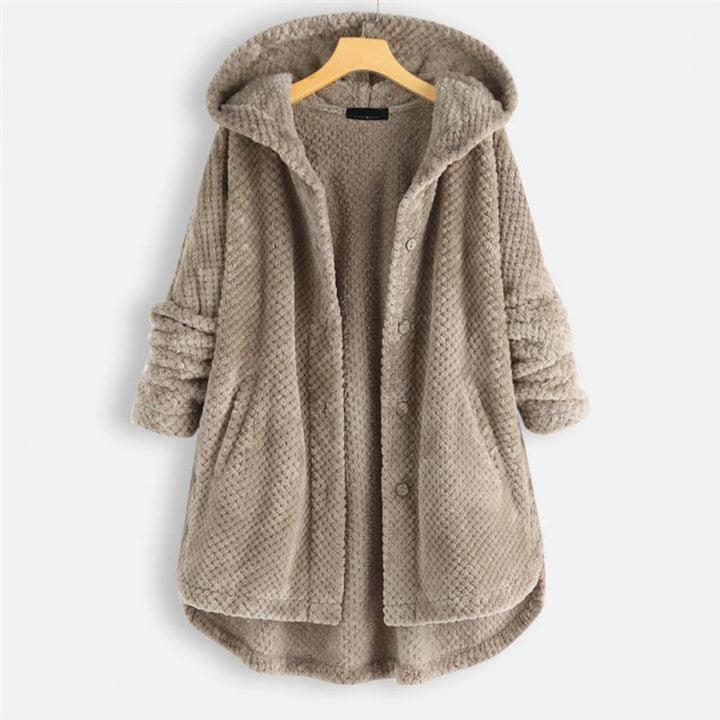 Alexandra | Ribbed Hooded Coat with Buttons