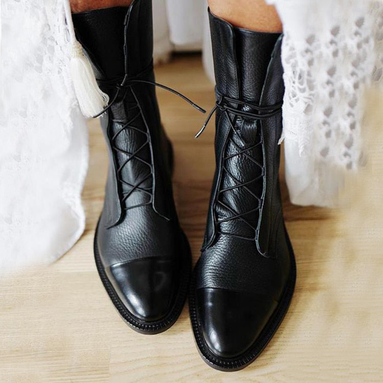 Sanaa | Lace-Up Ankle Boots with Block Heel
