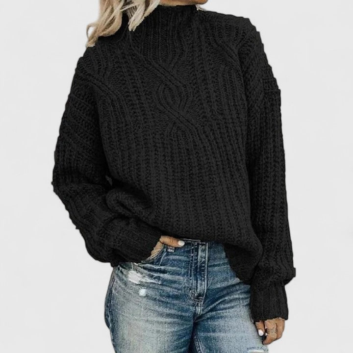 Zinaida | Mock Neck Cable Knit Sweater