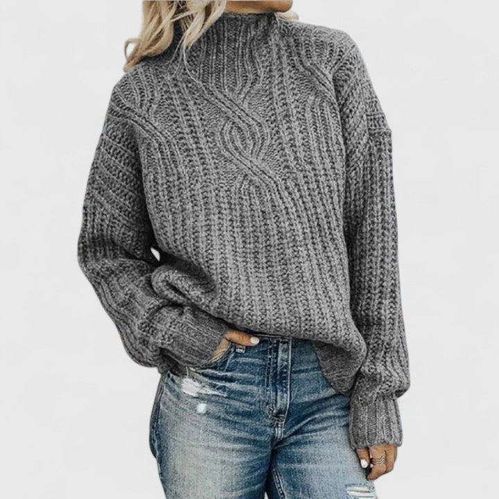 Zinaida | Mock Neck Cable Knit Sweater