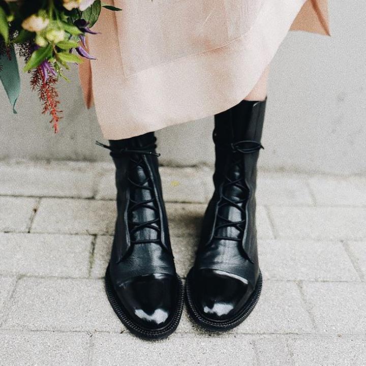Sanaa | Lace-Up Ankle Boots with Block Heel