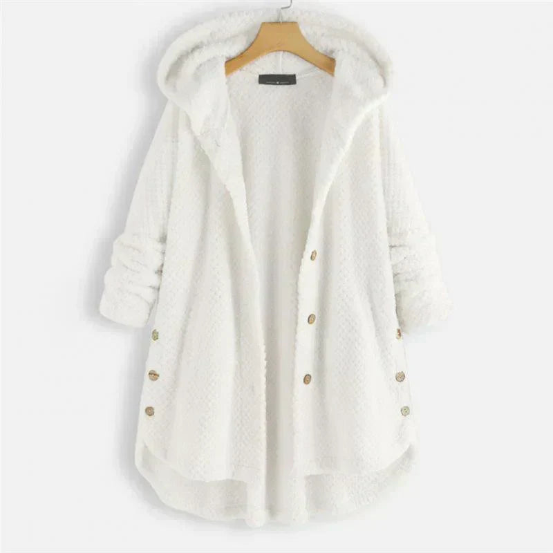 Alexandra | Ribbed Hooded Coat with Buttons