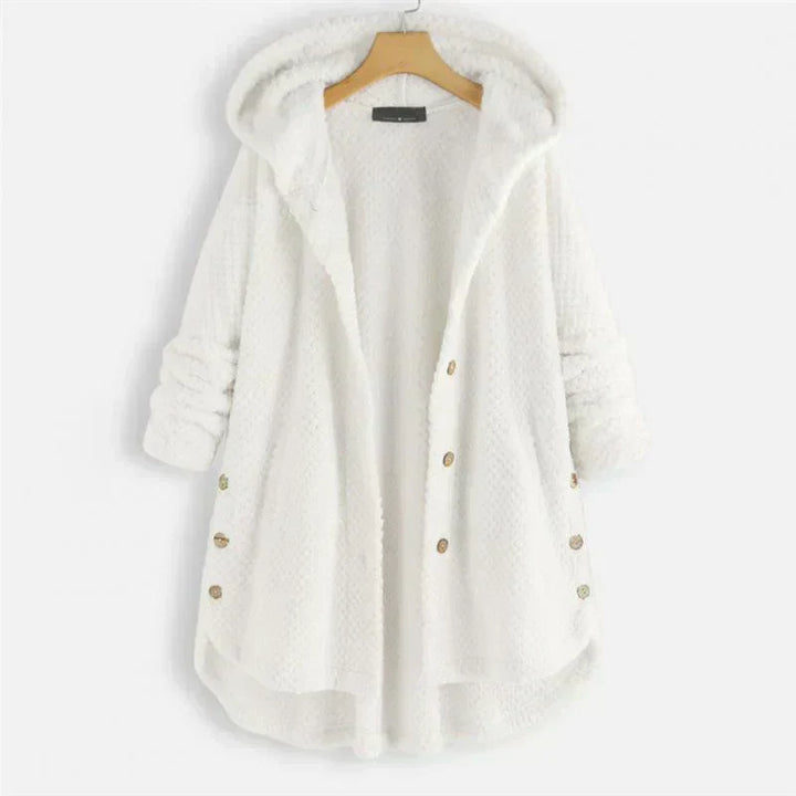 Alexandra | Ribbed Hooded Coat with Buttons