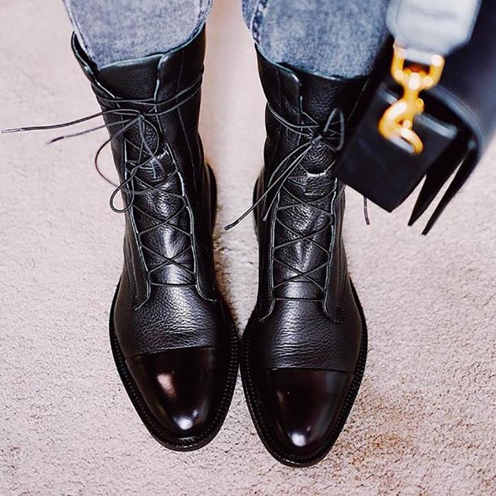 Sanaa | Lace-Up Ankle Boots with Block Heel