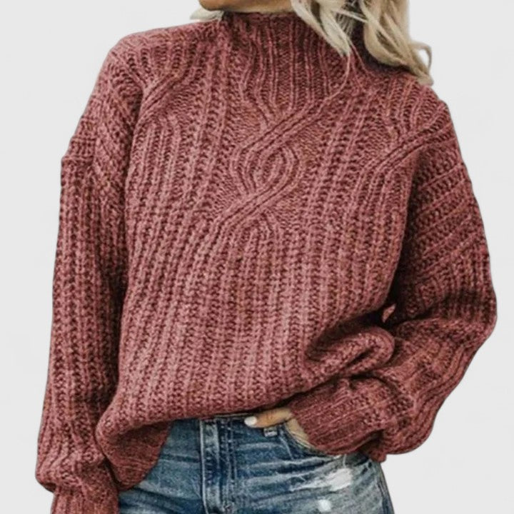 Zinaida | Mock Neck Cable Knit Sweater
