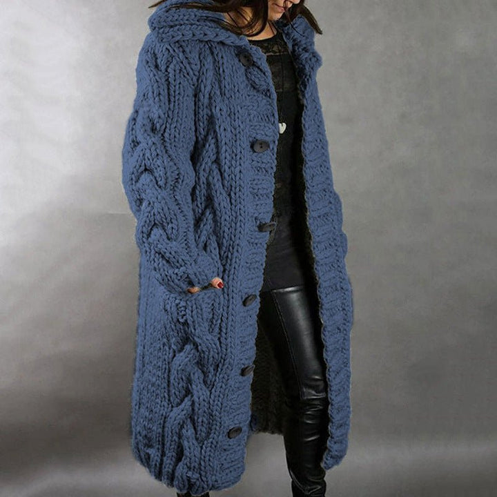 Hildegard | Hooded Cable Knit Longline Cardigan Coat