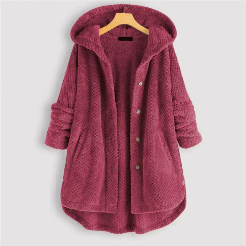 Alexandra | Ribbed Hooded Coat with Buttons