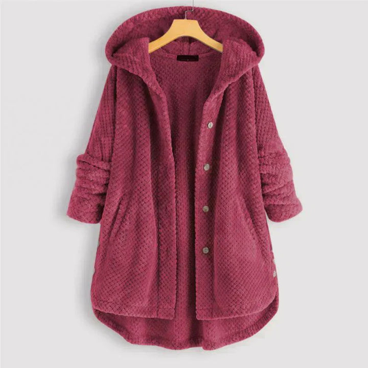 Alexandra | Ribbed Hooded Coat with Buttons