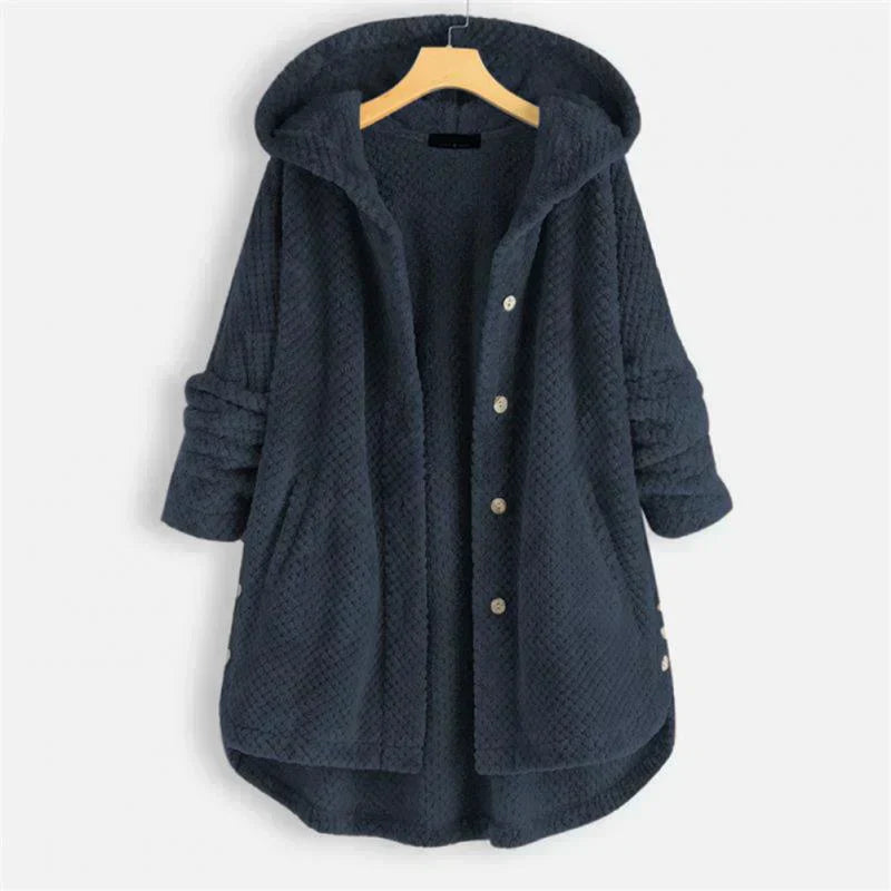 Alexandra | Ribbed Hooded Coat with Buttons