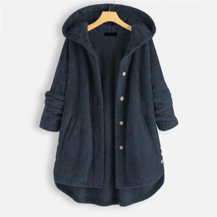 Alexandra | Ribbed Hooded Coat with Buttons