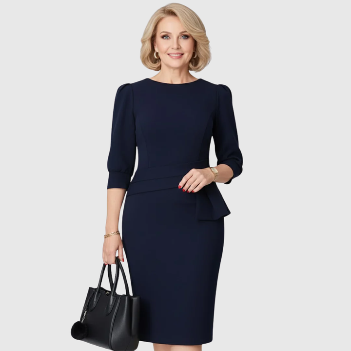 Atalya | Peplum Ruffle Midi Dress