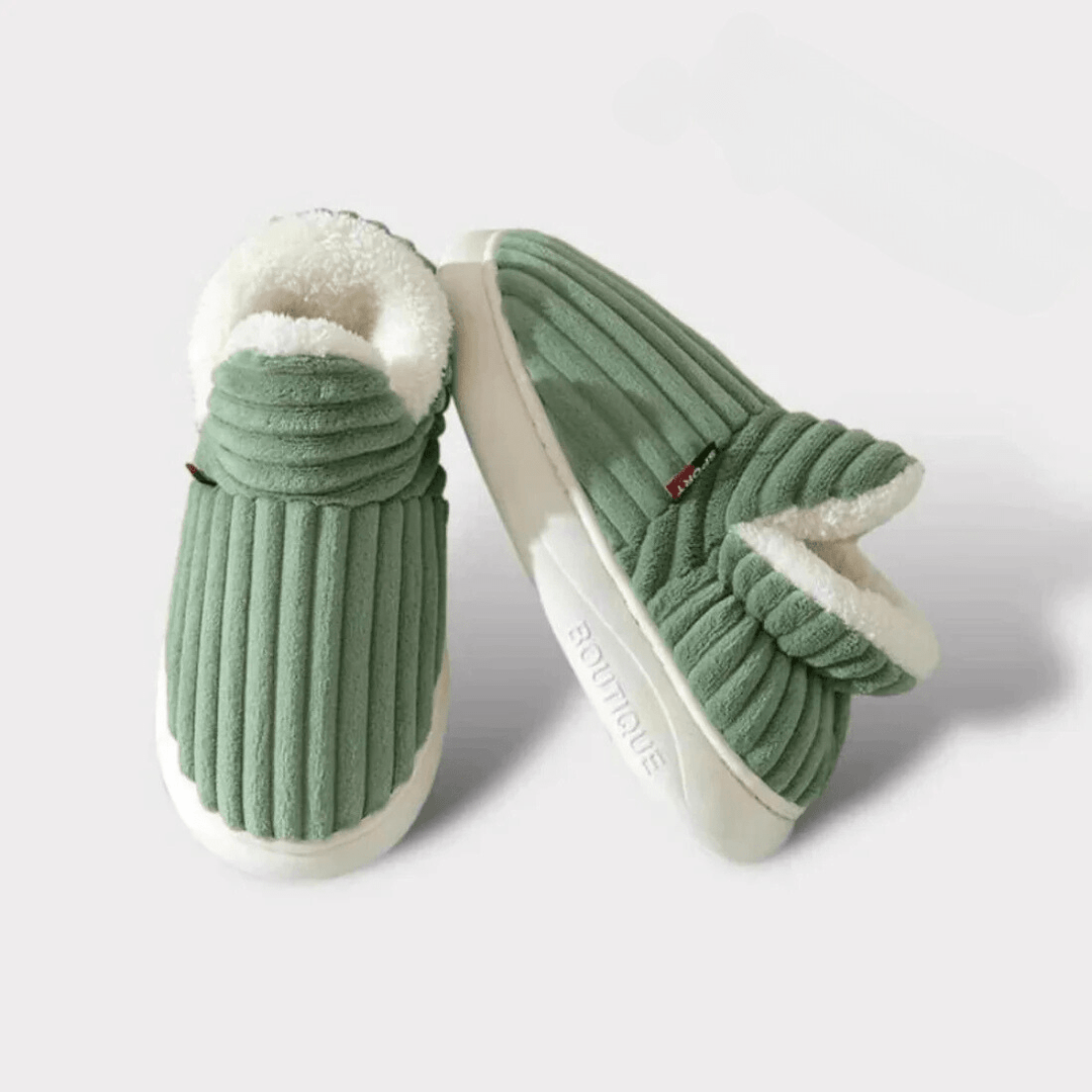 Amberly | Corduroy Faux Fur Slippers with Plush Lining