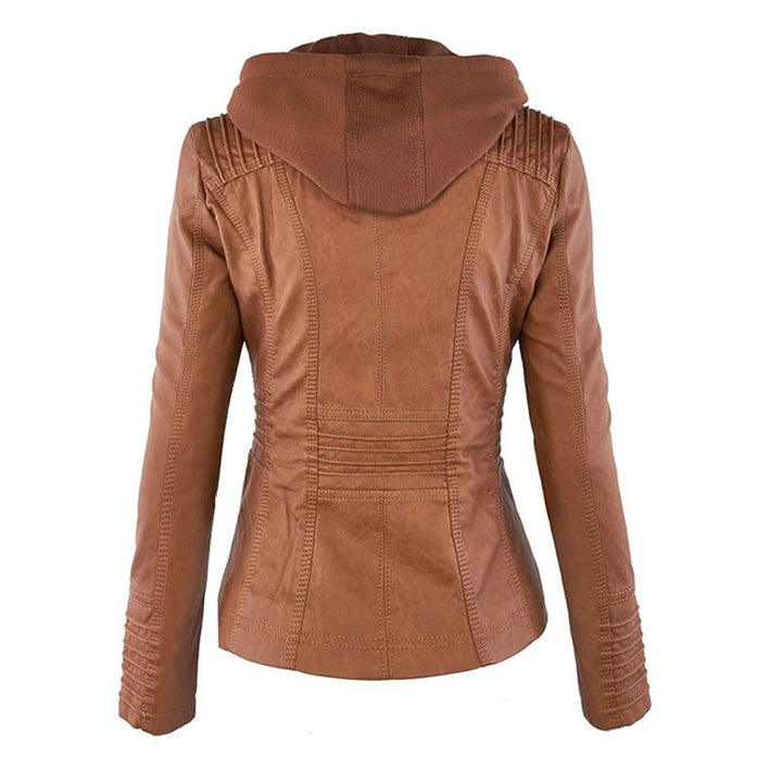 Winnie | Hooded Faux Leather Moto Jacket