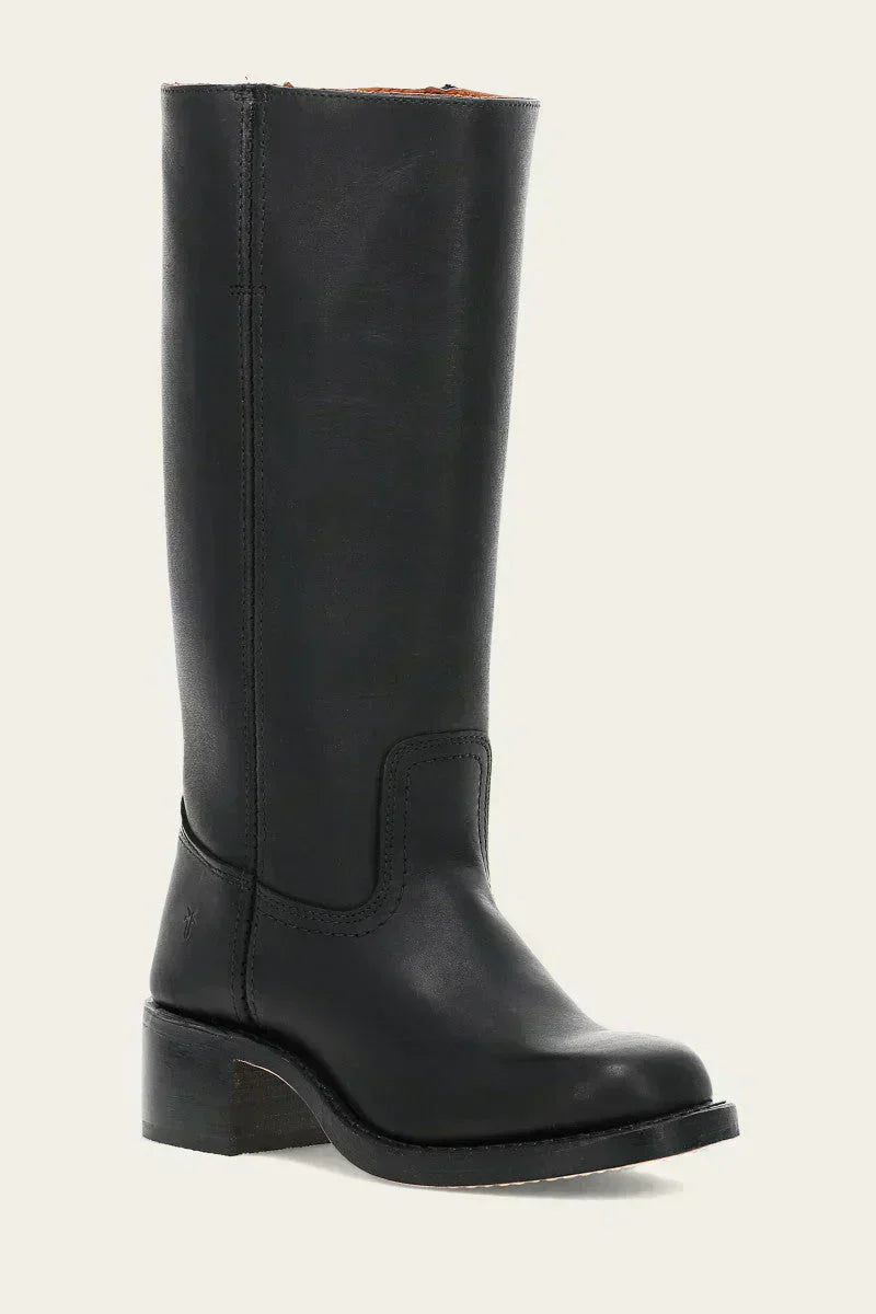 Stefania | Tall Leather Block Heel Boots